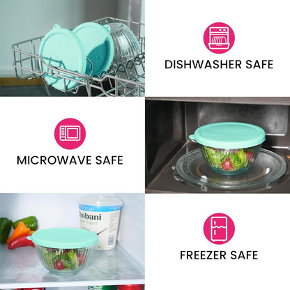 Silicone Lids Fit for Pyrex Sculpted Glass Mixing Bowls, Replacement Lids Compatible with Pyrex 3, 6, 10 Cup & 4.5 Qt Sculpted & Tinted Glass Bowls, Dishwasher Safe (Lid Only)