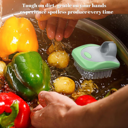 Aodaer 4 Pieces Vegetable Brush Potato Scrubber Brush Silicone Hard and Soft Side Fruit Cleaning Tools for Delicate or Tough-Skinned Vegetables