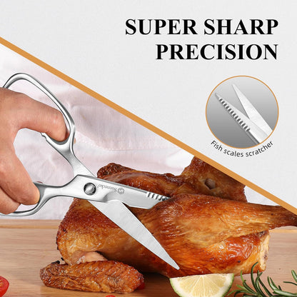 Sunnecko Kitchen Scissors All Purpose Heavy Duty Scissors Titanium Coated, Kitchen Shears for Food, Micro Serrated with Detachable Blades