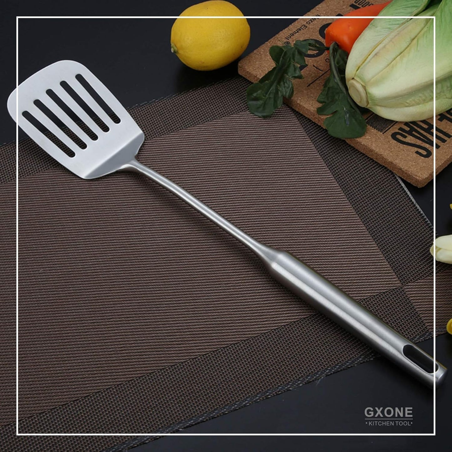 Slotted Spoon,304 Stainless Steel Skimmer Spoon with Heat Resistant Wooden Handle,Silver/15.8Inch