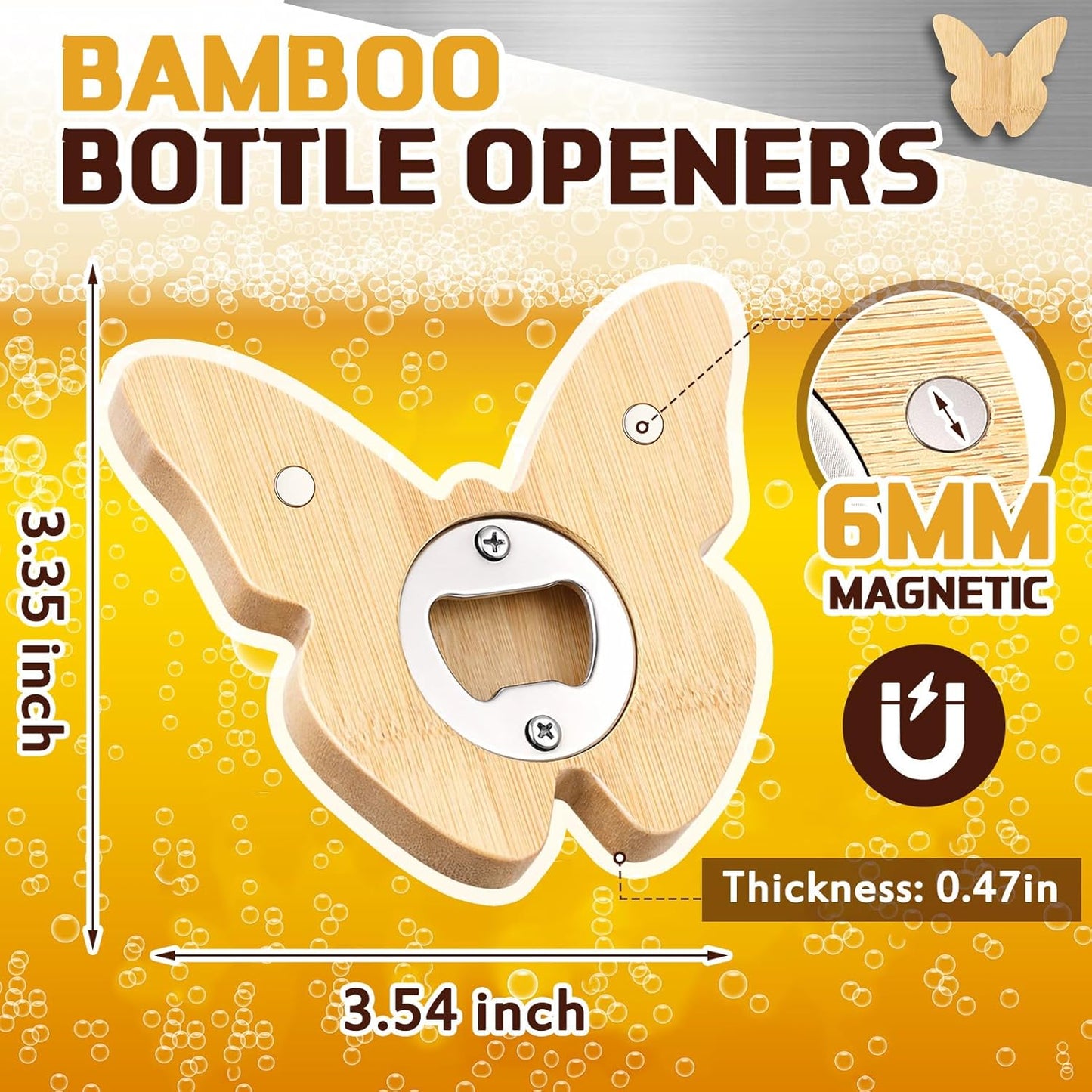 Vesici 100 Pcs Magnetic Bottle Opener 2.5in DIY Bamboo Round Shape Beer Openers Wooden Fridge Magnet Refrigerator Sticker Gift for Beer Lover Wedding Guest Kitchens Bars Parties