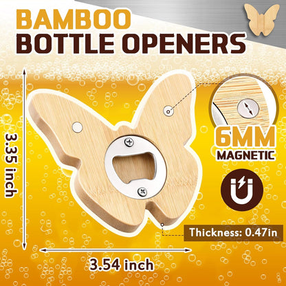 Vesici 100 Pcs Magnetic Bottle Opener 2.5in DIY Bamboo Round Shape Beer Openers Wooden Fridge Magnet Refrigerator Sticker Gift for Beer Lover Wedding Guest Kitchens Bars Parties