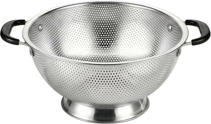 304 Stainless Steel Colander, Micro-Perforated 3-Quart Strainer with Base, Dishwasher Safe. Great for Pasta, Noodles, Vegetables & Fruits