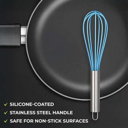 Freshware Silicone Whisk, Silicone Cooking Utensil Set, Silicone Whisks for Cooking, Non-Scratch Hand Whisks for Kitchen Essentials, Set of 3