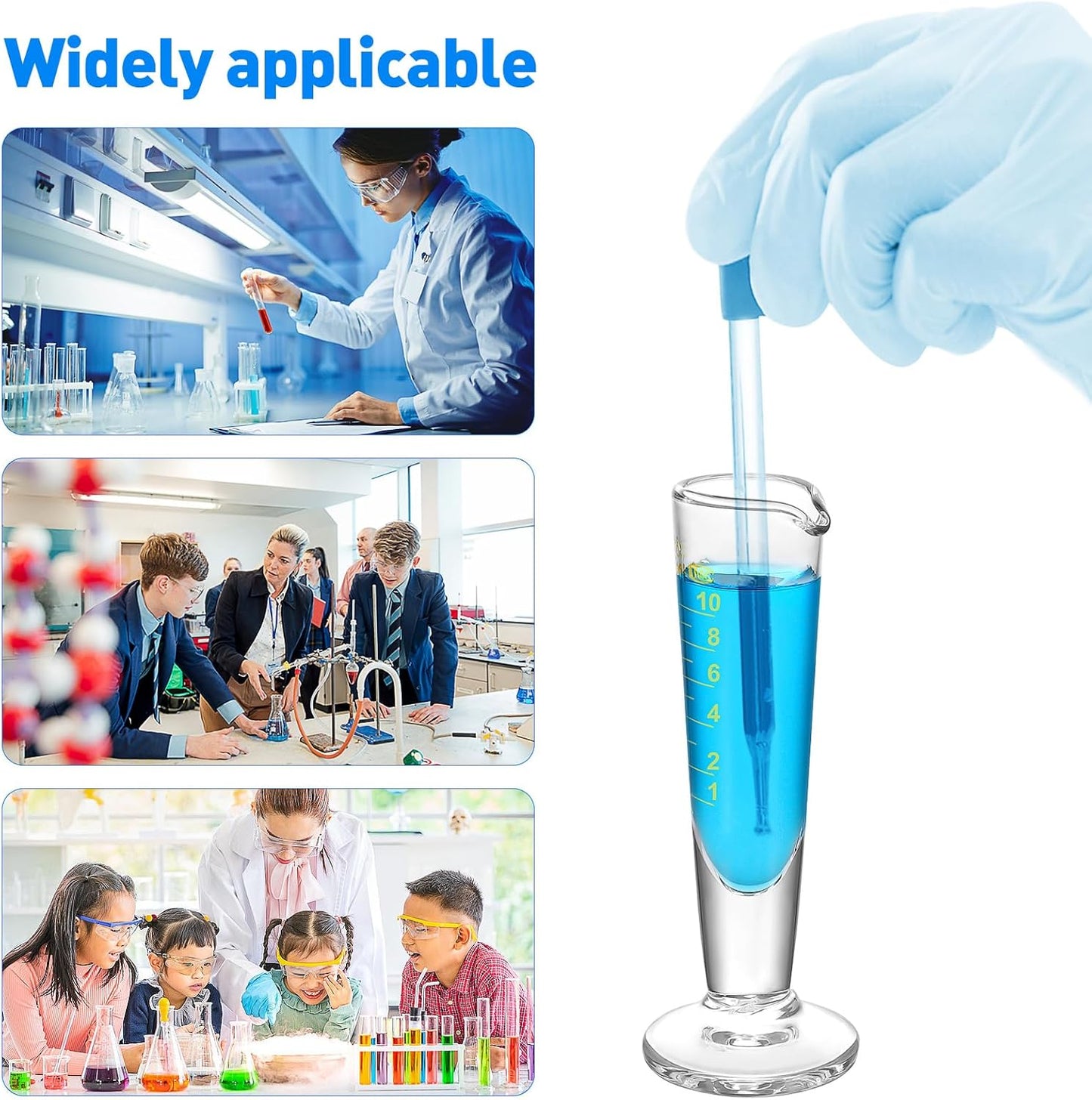 Baluue 10ml Graduated Cylinder, Borosilicate Glass Measuring Cup with Pour Spout, Conical Precise Lab Graduated Measuring Cylinder for Liquid, Science Labware