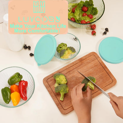 Silicone Lids Fit for Pyrex Sculpted Glass Mixing Bowls, Replacement Lids Compatible with Pyrex 3, 6, 10 Cup & 4.5 Qt Sculpted & Tinted Glass Bowls, Dishwasher Safe (Lid Only)