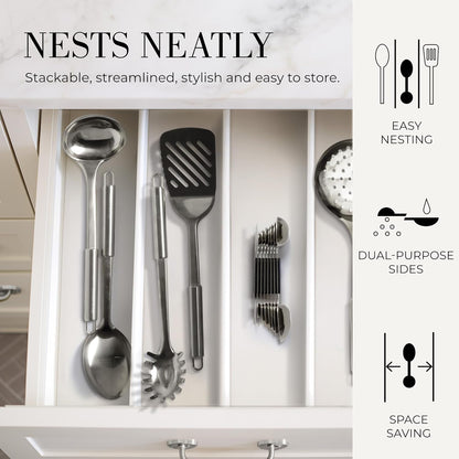 White and Gold Measuring Spoons with Leveler - Featuring 8PC Upgraded Style, Dual-Sided, Stackable, Stainless Magnetic Measuring Spoons Set - Fits in Spice Jars, White and Gold Kitchen Accessories