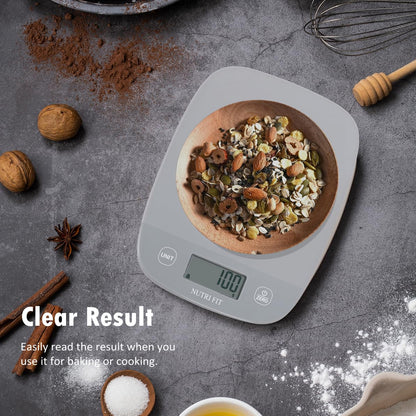NUTRI FIT Food Scale for Kitchen Scales Digital Weight Grams and Ounces, Baking Scale Accurate for Weight Loss, Cooking, Coffee, Keto Diet, Meal Prep, 0.1oz Ultra Slim Smart Tare Black