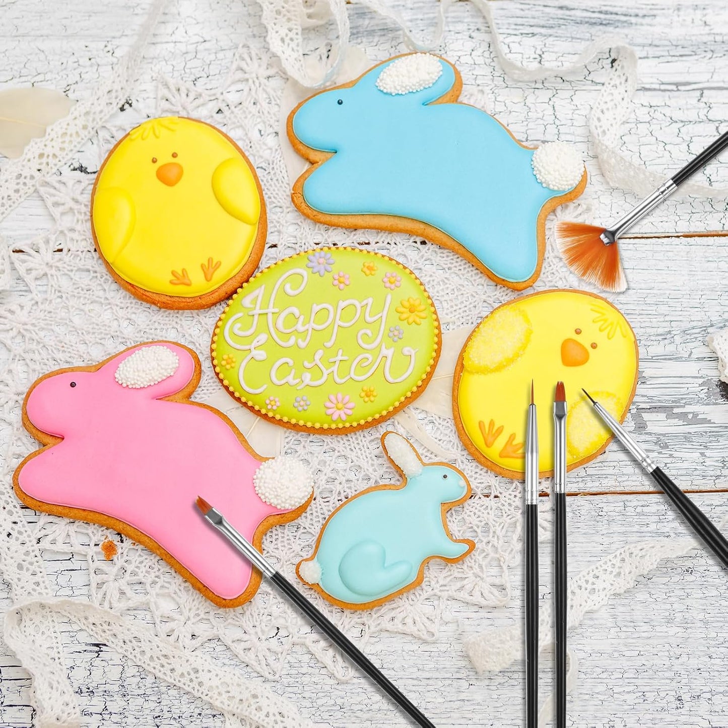 30 PCS Cookie Paint Brushes, Food Paint Brush Cake Decorating Brushes Cookie Decorating Brushes Food Safe Paint Brushes Kit Fondant Brush DIY Tool Set Icing Pastry Brush for Painting Baking, White