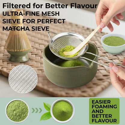 Matcha Whisk Set ,7 Pcs Matcha Set, Matcha Kit for Ceremony, Tradition Tea Set for Making Breakfast/Latte, with 20 OZ Bowl(Chawan)/Whisk and Holder, Valentine's Day Gift for Family/Friend Tea Lovers