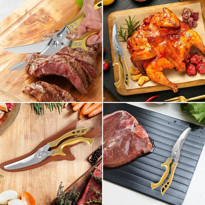 ANDONG Upgrade Heavy Duty Stainless Steel Kitchen Scissors - Professional Poultry Shears for Bone, Meat, Chicken, Fish, Turkey, Vegetables,Spring Loaded Multipurpose Ultra Sharp Utility Scissors