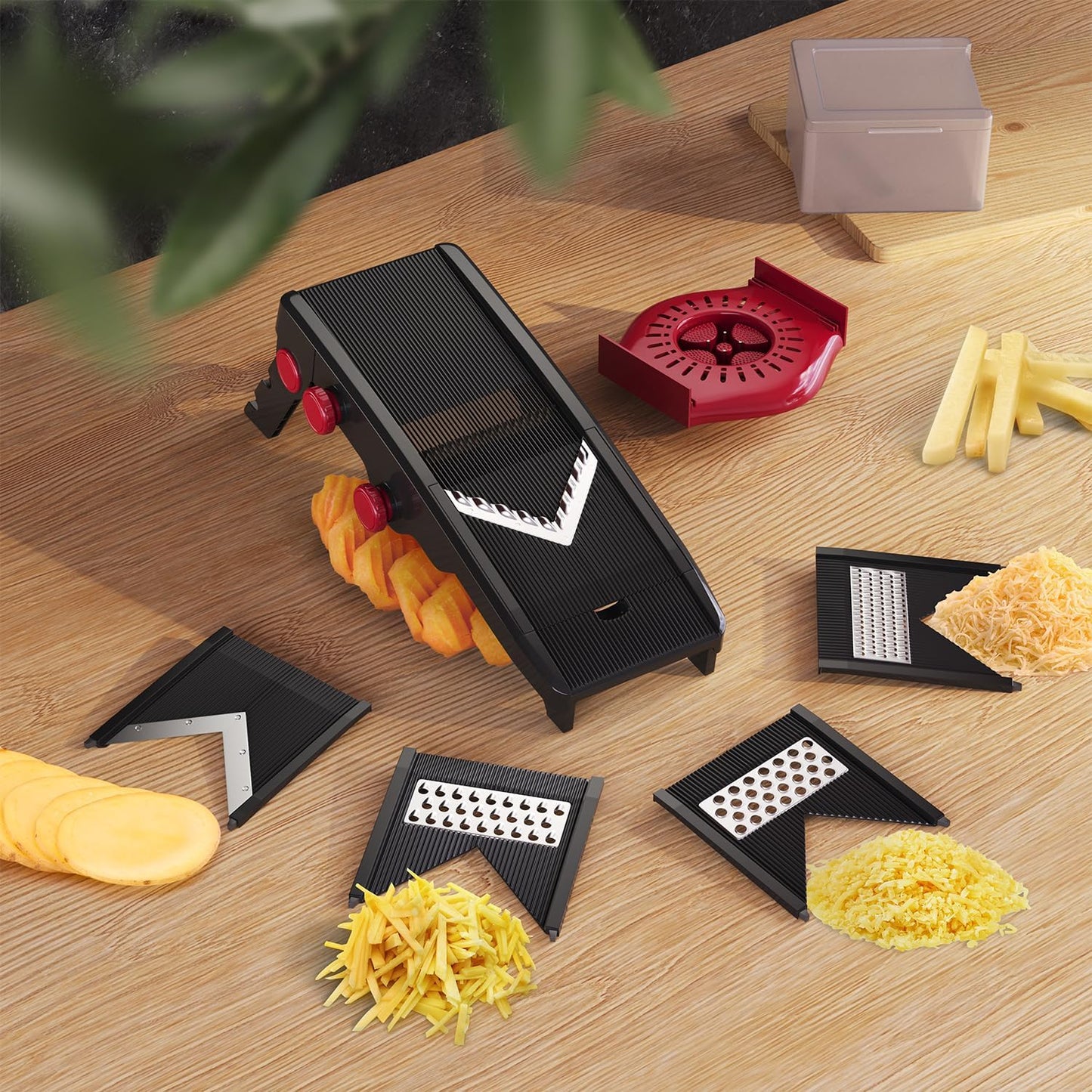 MuellerLiving Mandoline Slicer for Kitchen, Stainless Steel, Slice or Julienne, Vegetable Chopper, Fruit Slicer