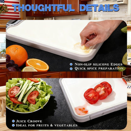 Titanium Cutting Board, 2-in-1 Titanium Alloy And Wheat Straw PP Chopping Board with Avocado Slicer, Food Grade Cutting Board with Handle for Kitchen, RV, Camping(16x11 Inches, Random Color)
