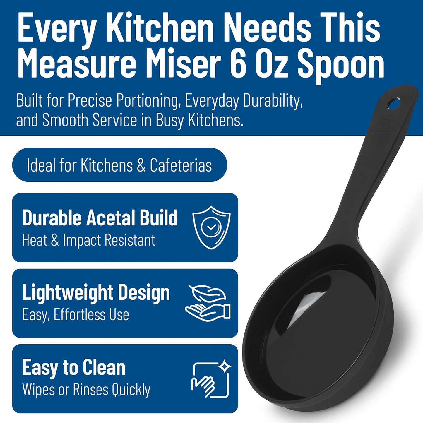 Carlisle FoodService Products 492104 Measure Miser Solid Measuring Spoon with Short Handle, 1 Ounce, Yellow