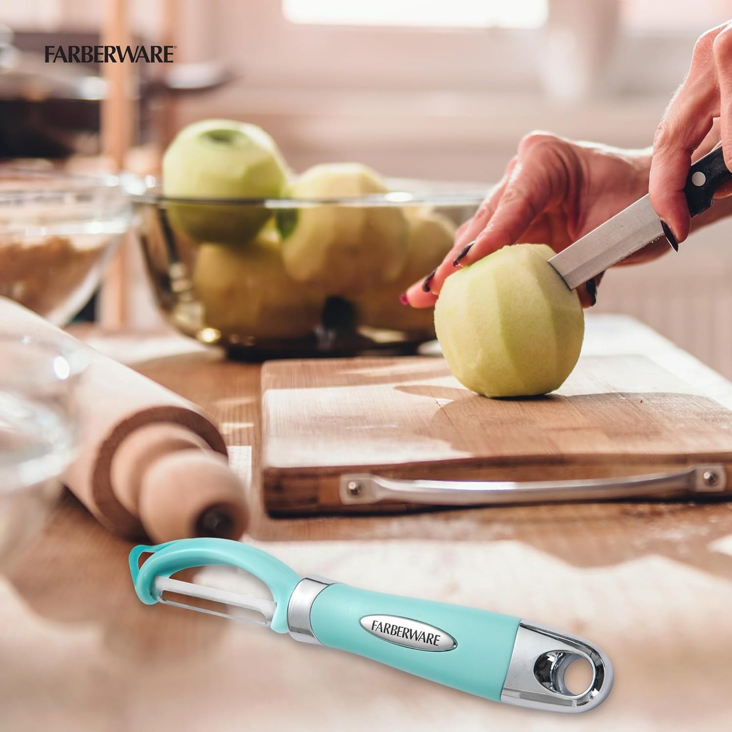 Farberware Pro2 Vegetable Peeler, Euro Peeler with Razor-Sharp Stainless Steel Blade, Swivel Peeler for Potatoes, Fruits, and Vegetables, Built-In Bud Remover, Dishwasher Safe