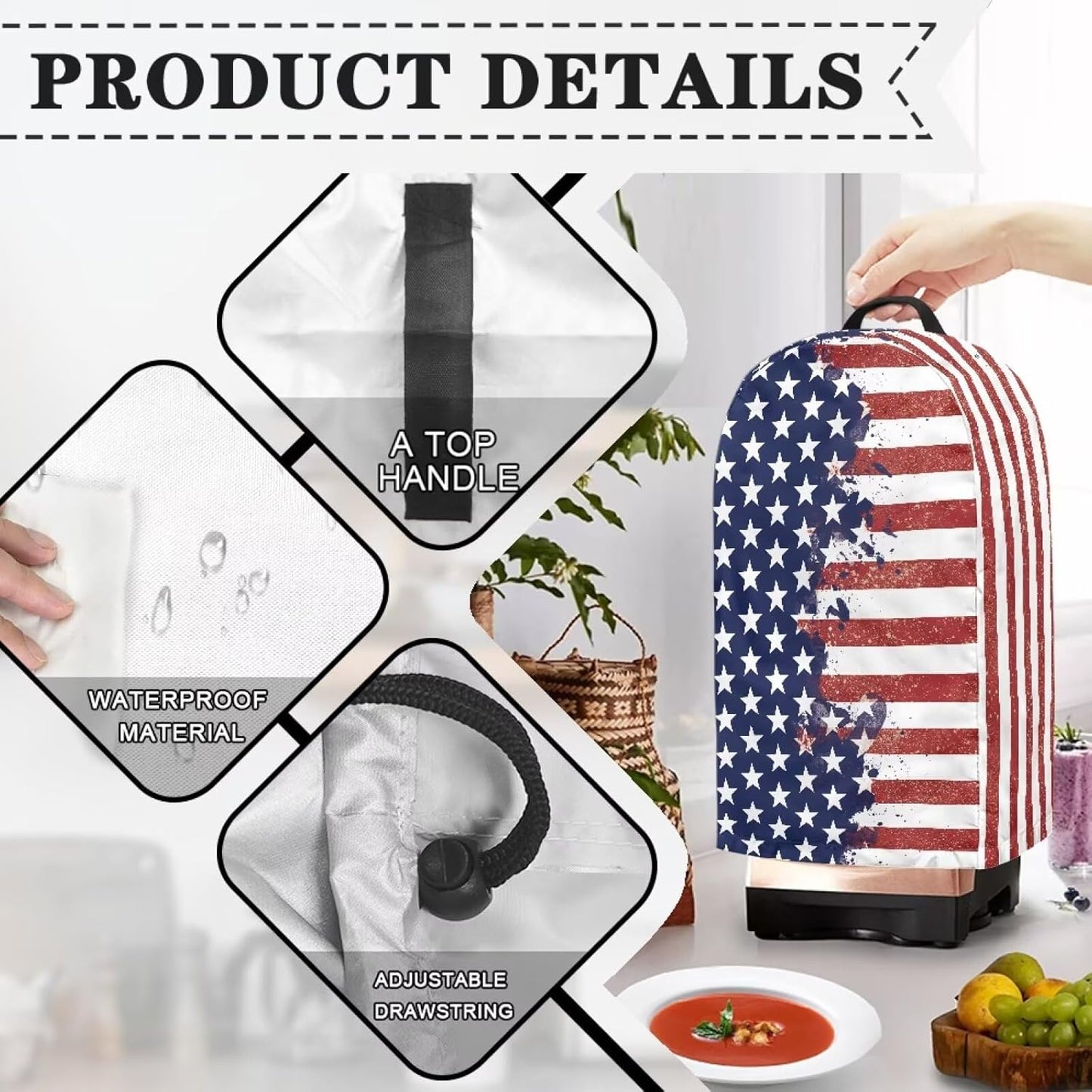 Coffee Pastry Blender Dust Cover with Drawstring Field Stand Mixer or Coffee Maker Cover Anti Fingerprint Polyester Appliance for Home Kitchen Decor