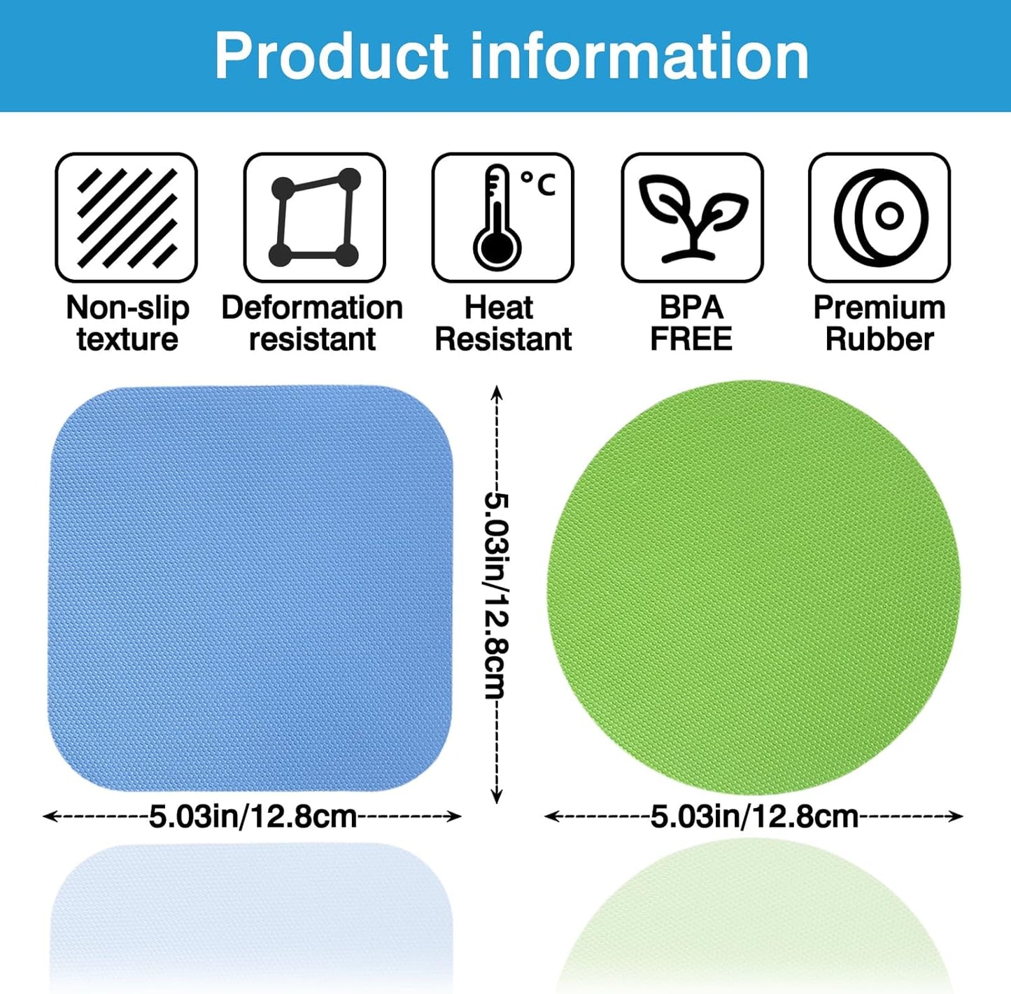 4PCS Multi-Function Rubber Jar Opener – Silicone Bottle Lid Grippers for Seniors, Arthritis & Weak Hands – Kitchen Coasters Included