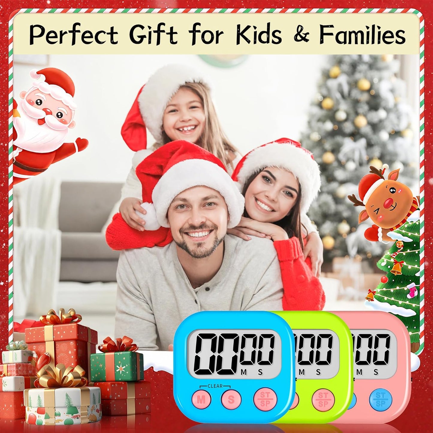 ZILLEEN 6 Pack Kitchen Timers for Cooking Digital Classroom Timers for Kids Teachers Blue Green Purple