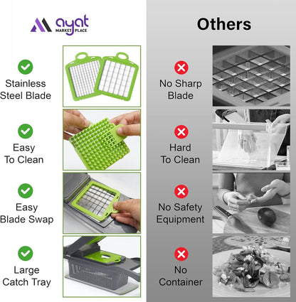 Vegetable Chopper Container Onion Slicer | 16 in 1 Multi Functional Food Chopper with Container BPA Free Material & Dishwasher Safe Veggie Chopper Vegetable Cutter