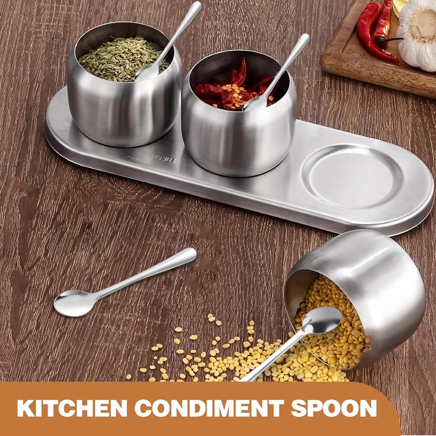 8 PCS Mini Spoons for Desserts, Honey, And Tasting, Small Stainless Steel Tiny Spoons for Spices, Salt, Sugar, Pepper, 2.87" Cute Condiment Scoops