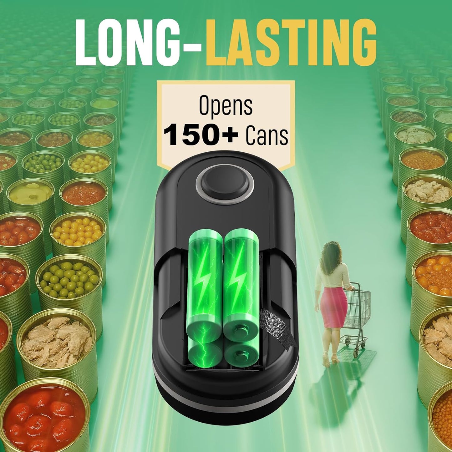 Handsfree One Touch Electric Can Opener Easy and Fast Flex Side Cut All Can Sizes, Automatic Handheld Battery Operated Kitchen Gadget Gift with Smooth Edge Safety for Seniors & Arthritis
