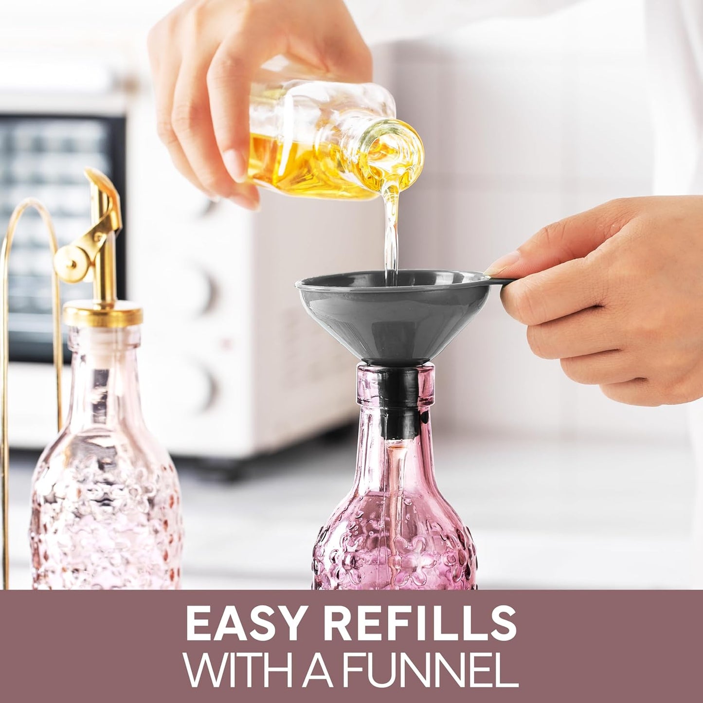 COOK WITH COLOR Glass Olive Oil Bottle Dispenser - 2 Pack- 17oz Oil and Vinegar Cruet - Olive Oil Carafe Decanter for Kitchen, Elegant Waves, Clear