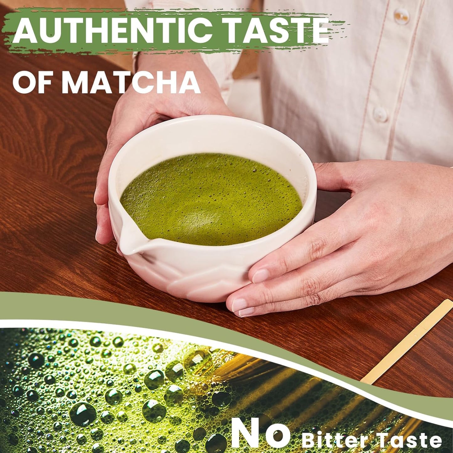 Matcha Whisk Set, Sakura Blue Ceramic Matcha Set Includes Matcha Bowl, Matcha Whisk (Chasen) and Holder, Sifter, Bamboo Scoop & Spoon - 6 Pcs Matcha Kit for Matcha Lovers
