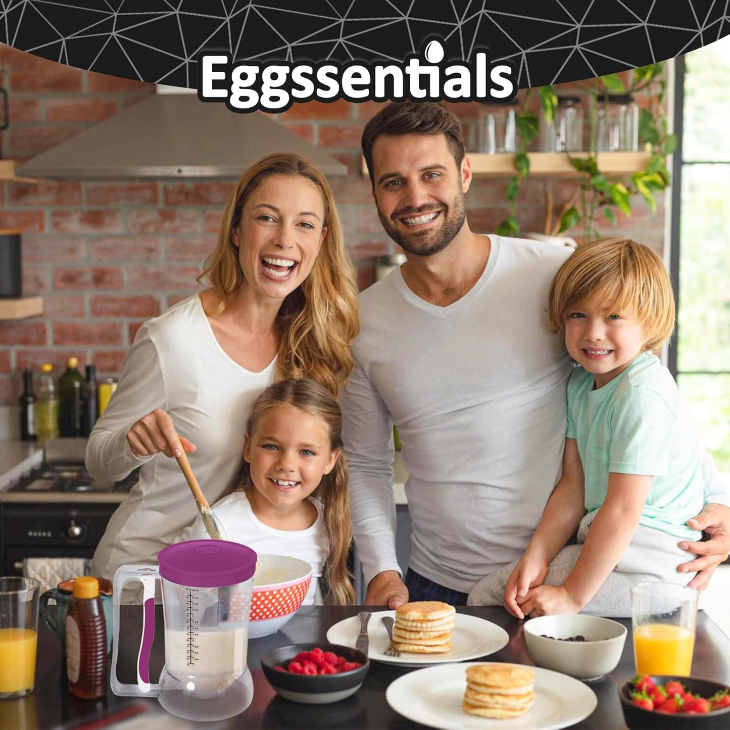 Eggssentials – Pancake Batter Dispenser, Batter dispenser with Squeeze Handle Mess-Free, Cupcakes, Waffles & More – Durable, Easy-Pour Pancake Dispenser Bottle for Smooth Baking