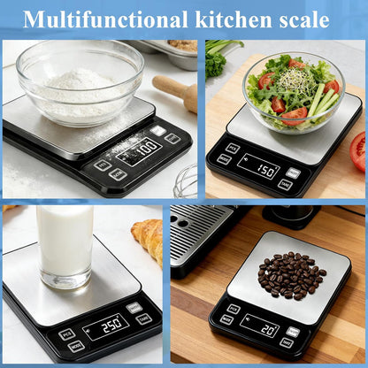 Full Waterproof Digital Scale IP67,5kg Capacity 0.1g Accuracy Kitchen Scale with Type-C Charging Tare Function Stainless Steel Platform for Baking Seafood Food Processing Hardware Counting