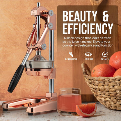 Zulay Kitchen Cast Iron Juicer - Heavy Duty Manual Juicer with Detachable Strainers for Easy Cleaning, Orange Juice Press for Citrus Fruits, Perfect for Bartenders, Juice Lovers & Health Enthusiasts