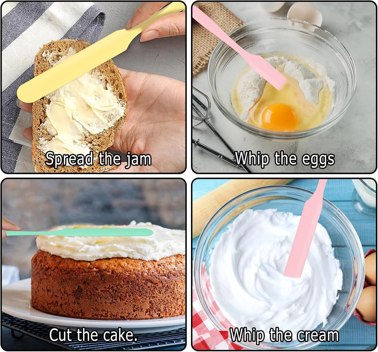 3pcs Jar Spatula, Silicone Jar Spatula Heat Resistant Kitchen Spatulas with Long Handle, Jam Spreader Cake Cream Butter Spatulas Mixing Batter Scraper for Jars Baking Cake Icing
