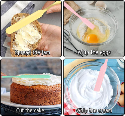 3pcs Jar Spatula, Silicone Jar Spatula Heat Resistant Kitchen Spatulas with Long Handle, Jam Spreader Cake Cream Butter Spatulas Mixing Batter Scraper for Jars Baking Cake Icing