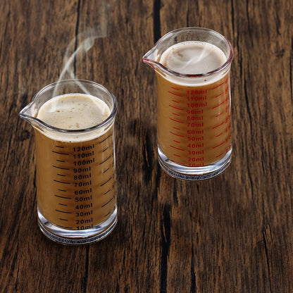 Ackers 4 Oz Glass Measuring Cup,Borosilicate Shot Glass with V-Shaped Spout-Black Line