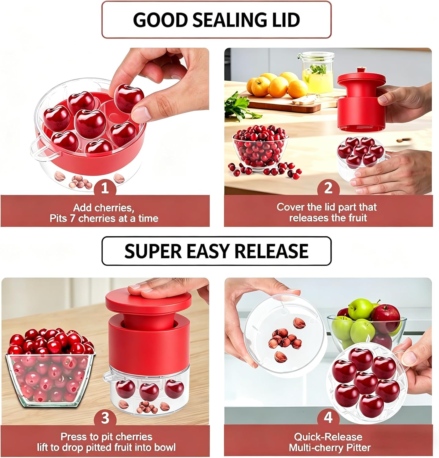 Cherry Pitter - Olive And Other Fruit Tools, Cherry Pitter With a Space-Saving Lock(BLACK)