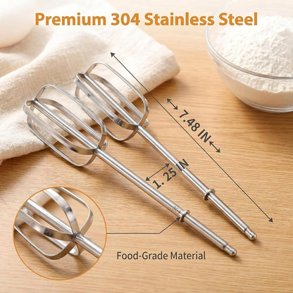 5-Pc Hand Mixer Attachments for Hamilton Beach Electric Mixers - 2 Beaters, 2 Dough Hooks, 1 Whisk, Stainless Steel Replacement Parts for Home Bakers & Chefs