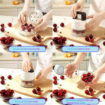 Cherry Pitter Multiple, Cherrys Pitter Corer Tool, Quick Portable Cherry Pitting Tool, Easy to Use for Making Cherry Jam - Pit 7 Cherries at Once, Saving Time & Effort-Dishwasher Safe