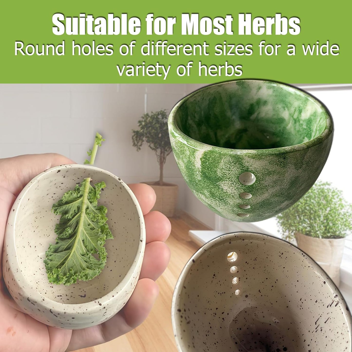2026 Latest Herb Stripper Pottery Bowl Cutter Tool: Stripping Ceramic Fresh Herbs Kale Striper Cilantro Cutting Razor Gifts Herbalists Peeler Shredder Chopper Clay Copper Small Cup Grater (BLUE)