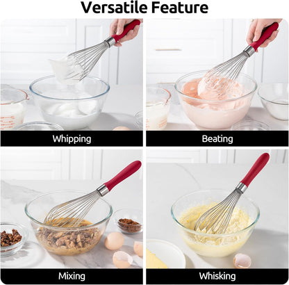 U-Taste 7" Mini Whisk for Cooking: 18/8 Stainless Steel Small Metal Kitchen Wisk, Tiny Hand Mixing Tool for Coffee, Egg, Sauce, 6-Wires Compact Head for Baking, Beating in Bowl, Mug, Jar (Set of 2)