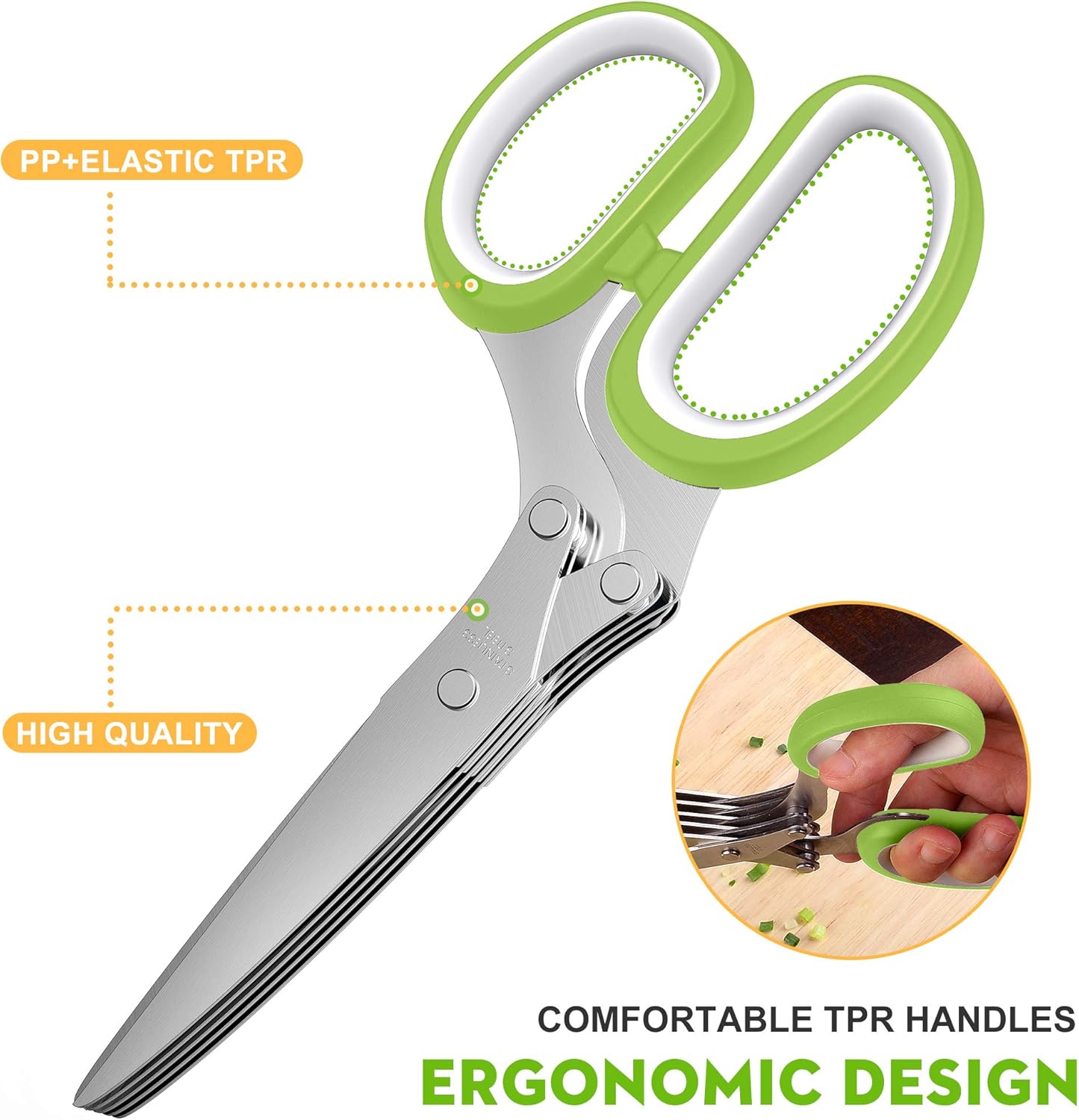 Fun Unique Kitchen Gadgets: Herb Scissors Set - Updated 2026 Cool Kitchen Tools for Cutting Fresh Garden Herbs - Sharp 5-Blade Shears with Cover, Anti-Rust Stainless Steel, Dishwasher Safe (Blue)