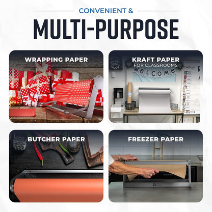 Bryco Goods - 18 Inches All Paper Roll Dispenser and Cutter Made of Heavy-Duty Steel Frame & Sharp Blade. Holds, Dispenses & Cuts. Wall Mountable & Non-Slip Tabletop. Ideal Butcher Paper Dispenser