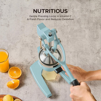 CO-Z Manual Citrus Juicer, Commercial Grade Cast Iron Orange Juicer, Professional Heavy Duty Juice Press with Removable Strainer, Manual Juice Extractor for Orange Lemon Pomegranate Citrus, Black