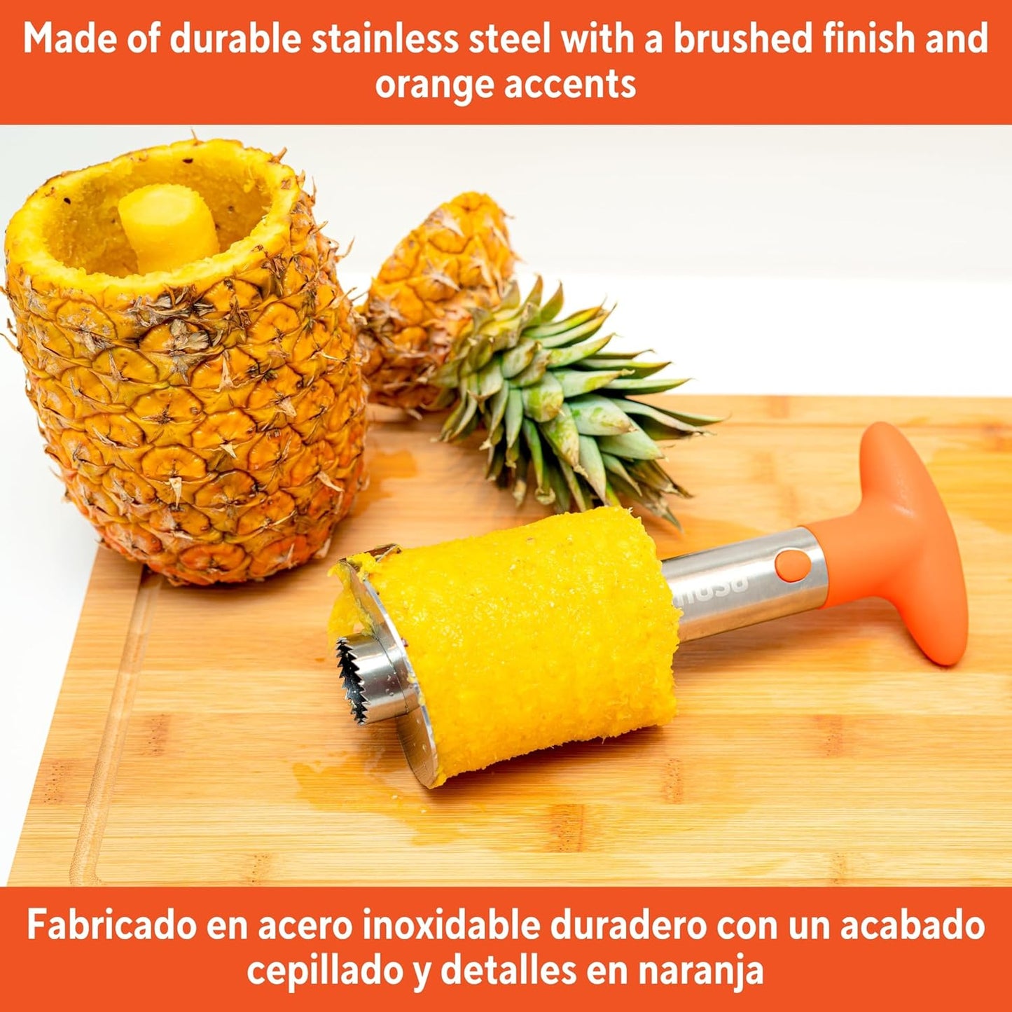 IMUSA Stainless Steel Pineapple Corer with Orange Handle