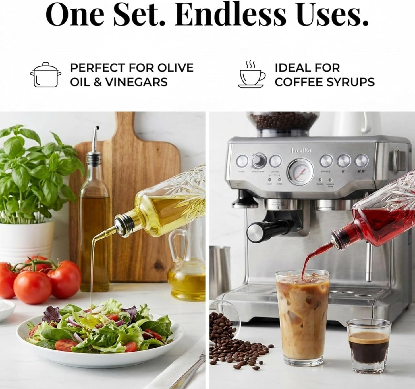 Godinger Oil and Vinegar Dispenser Cruet Set, Condiment Pourer Bottle - Dublin Collection