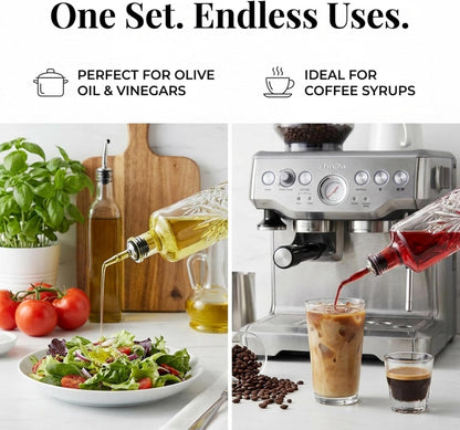 Godinger Oil and Vinegar Dispenser Cruet Set, Condiment Pourer Bottle - Dublin Collection
