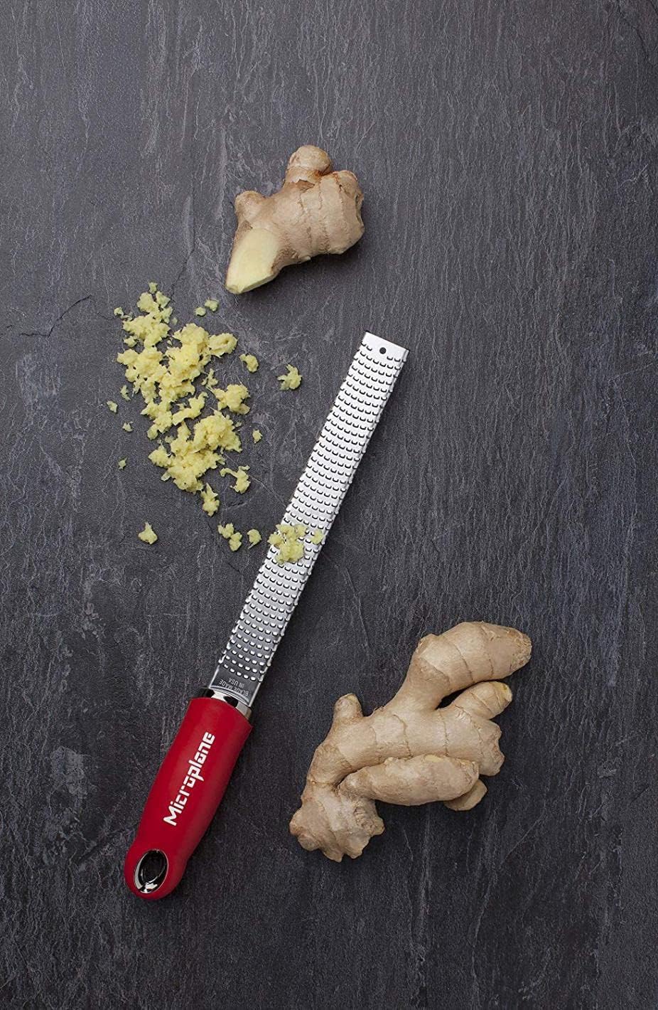 Premium Classic Series Zester - Pomegranate Red | Lemon Zester tool, Hard Cheese & Vegetable Grater | For Citrus, Parmesan Cheese, Garlic, Ginger, Nutmeg | Fine Stainless Steel Blade, Made in USA