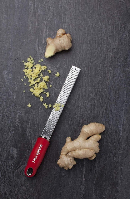 Premium Classic Series Zester - Pomegranate Red | Lemon Zester tool, Hard Cheese & Vegetable Grater | For Citrus, Parmesan Cheese, Garlic, Ginger, Nutmeg | Fine Stainless Steel Blade, Made in USA