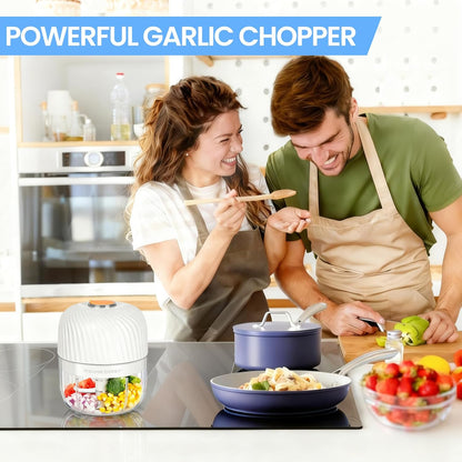 Electric Garlic Chopper, Portable Veggie Chopper, 250ML Garlic Grinder Masher Onion Grinder, Blender to Vegetable, Cordless Food Processor for Ginger, Chili, Fruit, Meat, Spices, Beans (New)
