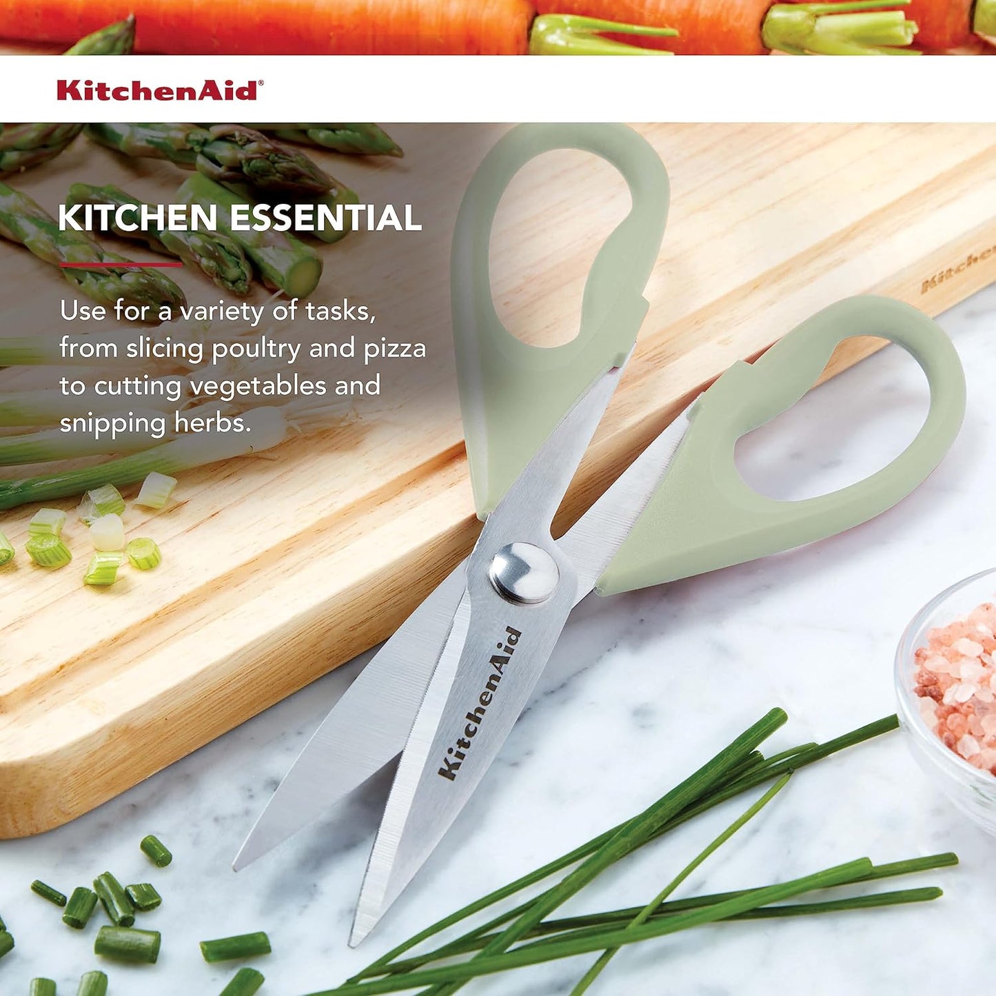 KitchenAid Multipurpose Shear Set, Versatile Scissors with Nutcracker, Bottle Opener, Ergonomic Handles with Protective Blade Covers, 2 Piece