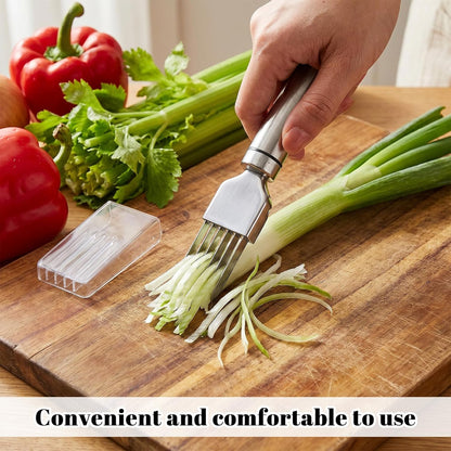 Green Onion Slicer, Multi-Blade Kitchen Scallion Cutters, Stainless Steel Shred Knife for Vegetable Garlic, Professional Kitchen Chopper Tool-Silver