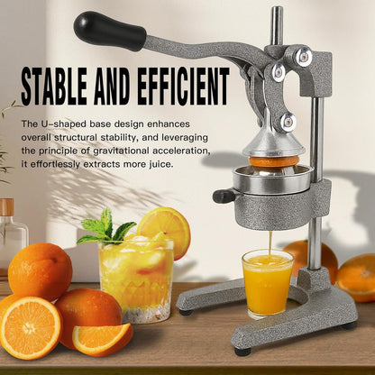 Cast Iron Juicer Hand Press – Heavy Duty Manual Citrus Juicer, Professional Orange Press, Stainless Steel Lemon Squeezer & Lime Juice Extractor (gray)